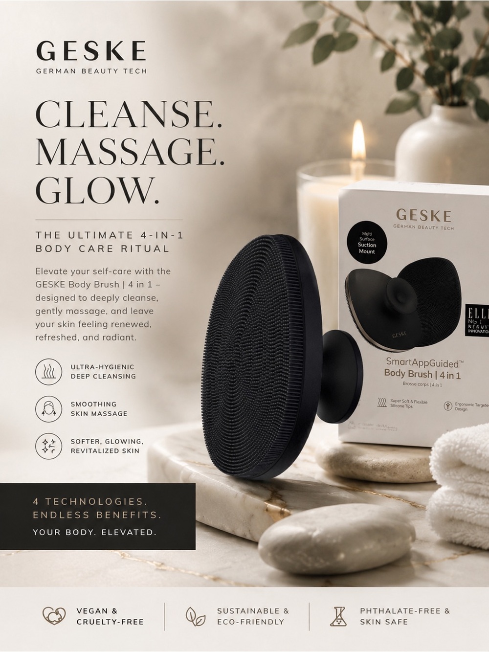 GESKE SmartAppGuided 4 in 1 Body Brush NEW